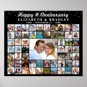 Jubiläum 59 Foto-Collage Konfetti Personalisiert Poster