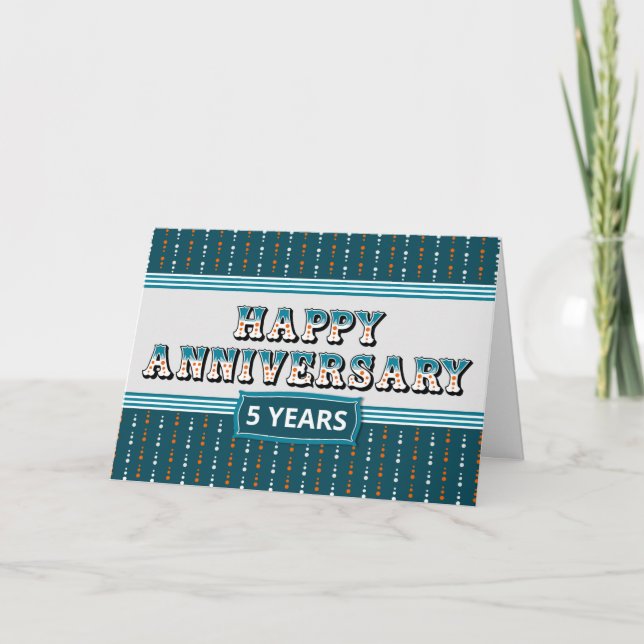 Jubiläum 5 Jahre dekorative Textkarte Karte (Vorderseite)