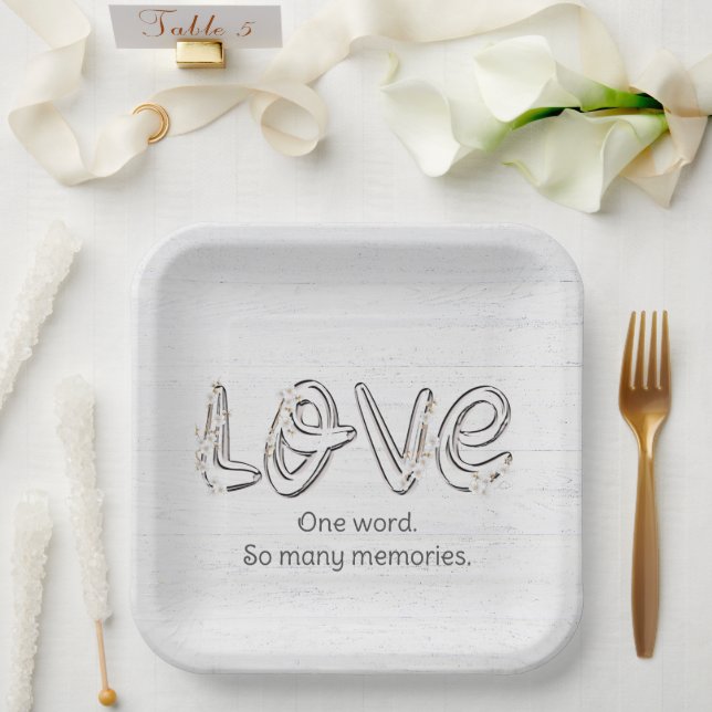 Jubiläum Almond Blossom Liebe Text Pappteller (Hochzeit)