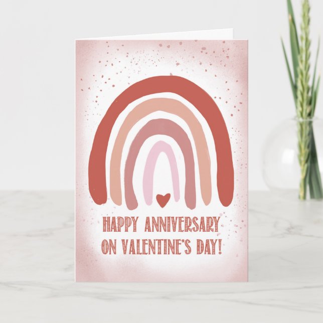 Jubiläum auf Valentinstag Handgemalt weich Karte (Vorderseite)