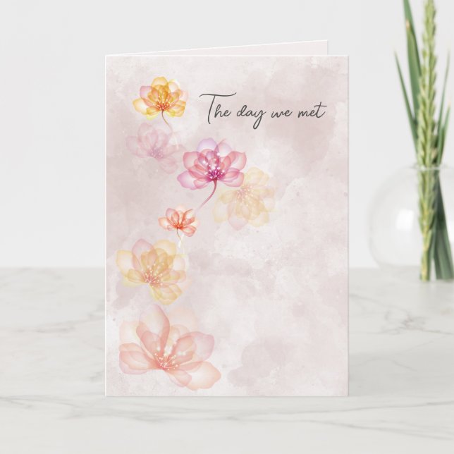 Jubiläum Blume auf rosa Abstrakt Karte (Vorderseite)