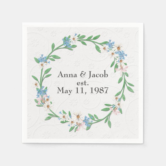 Jubiläum Blumen Wreath Napkins Serviette (Vorderseite)
