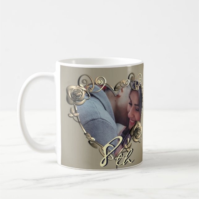 Jubiläum Bronzy Rose Heart Frame Kaffee Tasse (Links)