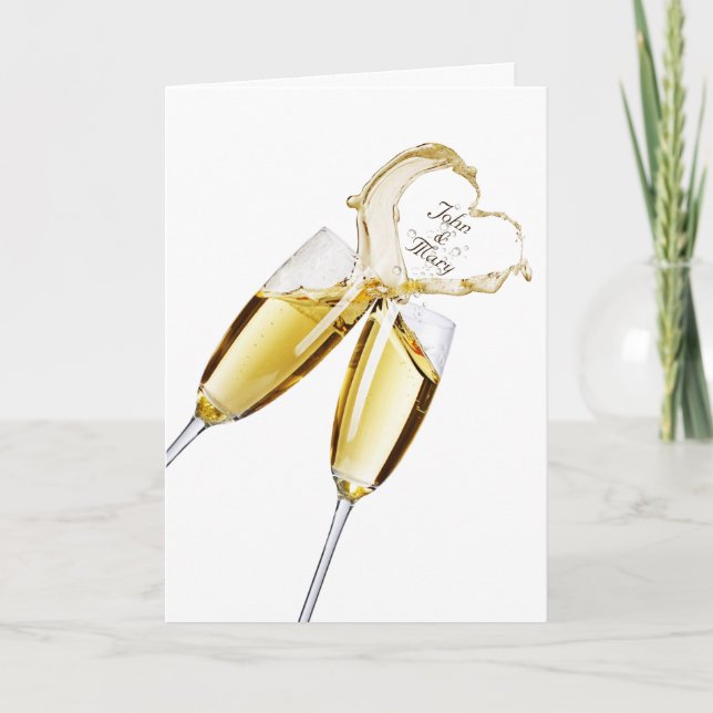Jubiläum Champagne Toast Herz Karte (Vorderseite)
