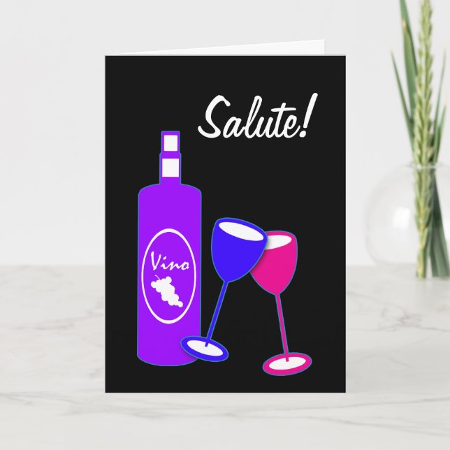 Jubiläum Cheers Weinflasche und Gläser Karte (Vorderseite)