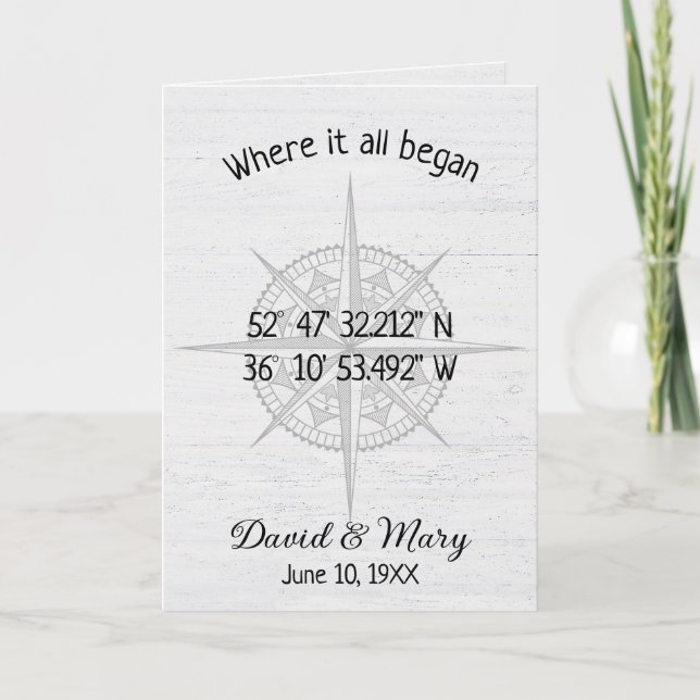 Jubiläum Compass GPS-Koordinaten Karte (Vorderseite)