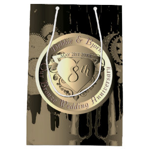 Jubiläum der 8. Hochzeit Bronze Herz Medallion Med Mittlere Geschenktüte