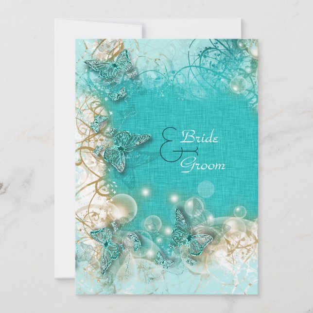 Jubiläum der Aqua White Hochzeit Verlobung Einladung (Vorderseite)