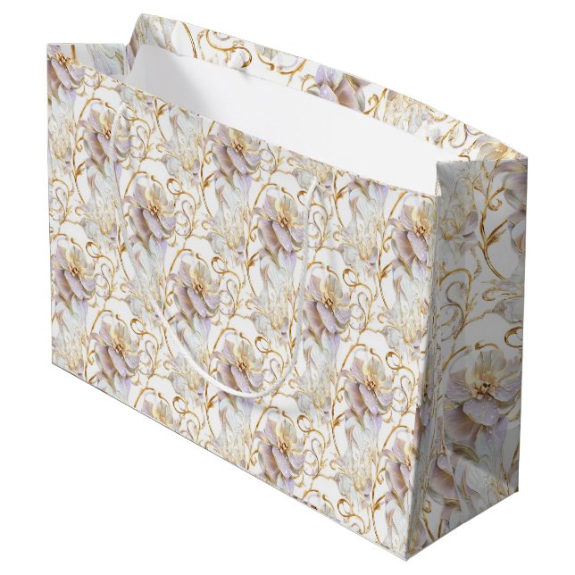 Jubiläum der Blume Weißer Blumengewächse Große Geschenktüte (Rückseite Schrägansicht)