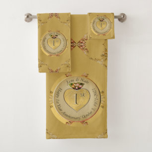 Jubiläum der Goldenen Hochzeit Badhandtuch Set
