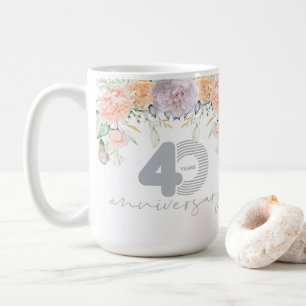 Jubiläum der Hochzeit: 40 Jahre Aquarellblume Kaffeetasse