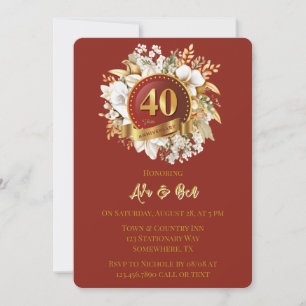Jubiläum der Hochzeit in Burgund und Gold Einladung
