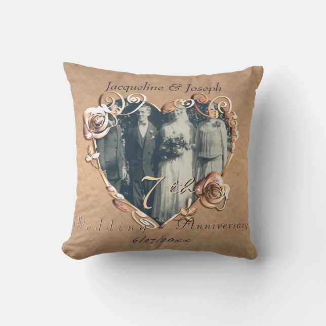 Jubiläum der Hochzeit Rose Foto Throw Kissen (Vorderseite)