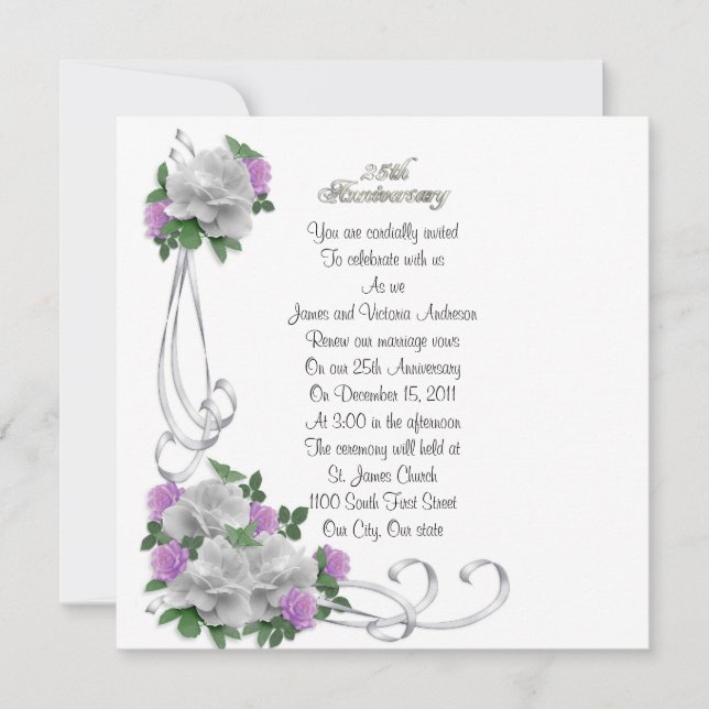 Jubiläum der Hochzeit Verlängerung der Weißen Rose Einladung (Vorderseite)