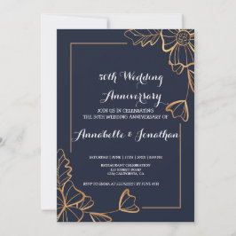 Jubiläum der Hochzeit von Navy und Golden Blues Einladung