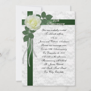 Jubiläum der Hochzeit: Weiße Rose Einladung