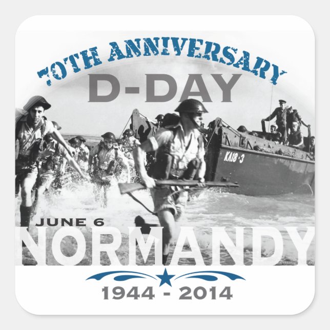 Jubiläum der Normandie zum 70. Quadratischer Aufkleber (Vorderseite)