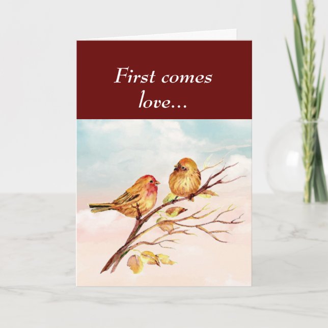 Jubiläum der ONE I LIEBE Sparrow Birds Karte (Vorderseite)