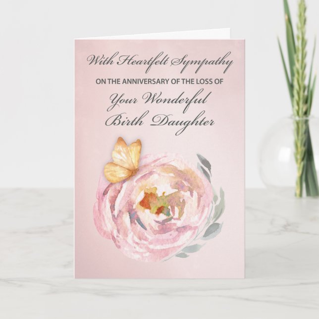 Jubiläum der Rose des Verlusts der Geburtstochter Karte (Vorderseite)