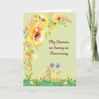 Jubiläum der Teekatze Gelbe Blumen