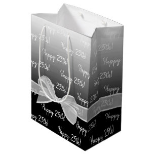 Jubiläum des 25. Jubiläums mit weißem Bow Mittlere Geschenktüte