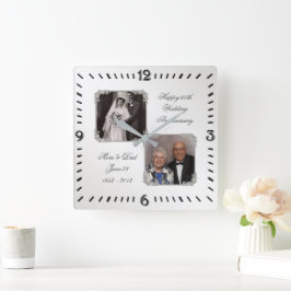 Jubiläum des 60. Diamond Foto Wall Clock Quadratische Wanduhr
