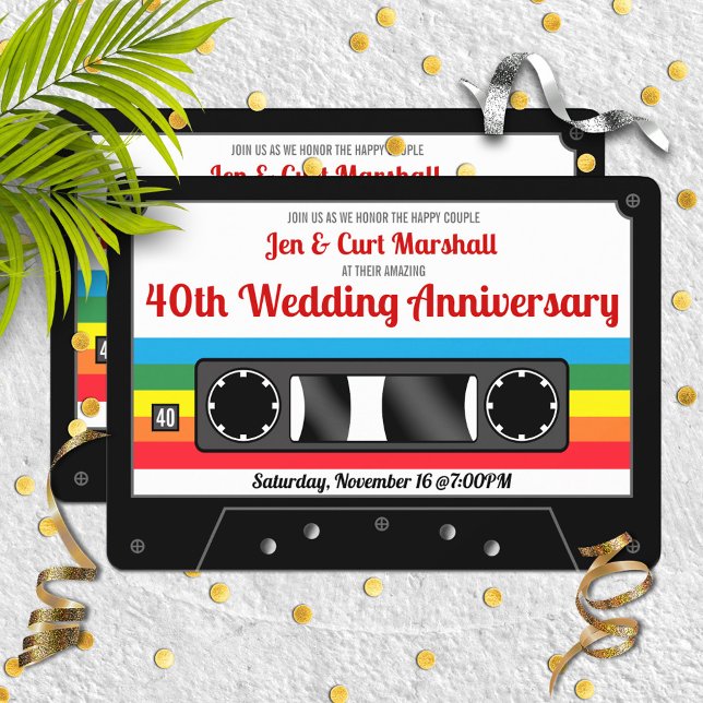 Jubiläum des 80er-Retro-Kassette zum Hochzeitstag  Einladung (Von Creator hochgeladen)