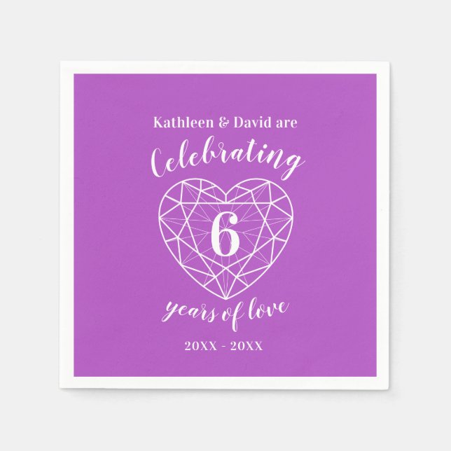 Jubiläum des Amethyst 6 Jahre Liebe-Servietten Serviette (Vorderseite)
