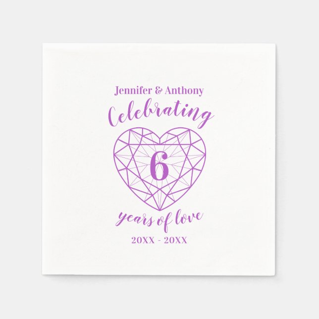 Jubiläum des Amethyst 6 Jahre lila Brauch Serviette (Vorderseite)