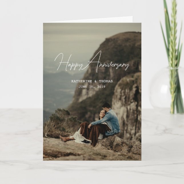 Jubiläum des Custom Foto minimalistischer Retro Karte (Vorderseite)