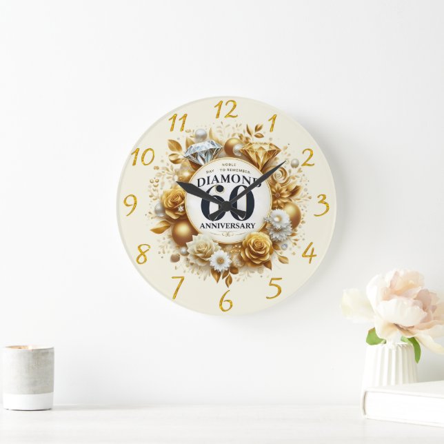 Jubiläum des geheilten Diamanten 60 Große Wanduhr (Zuhause)