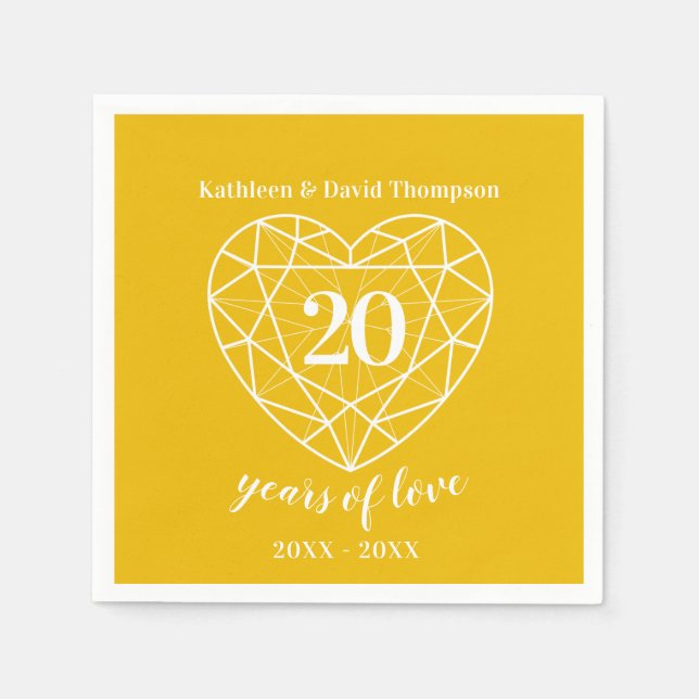 Jubiläum des Gelben Diamanten 20 Jahre Liebe Servi Serviette (Vorderseite)