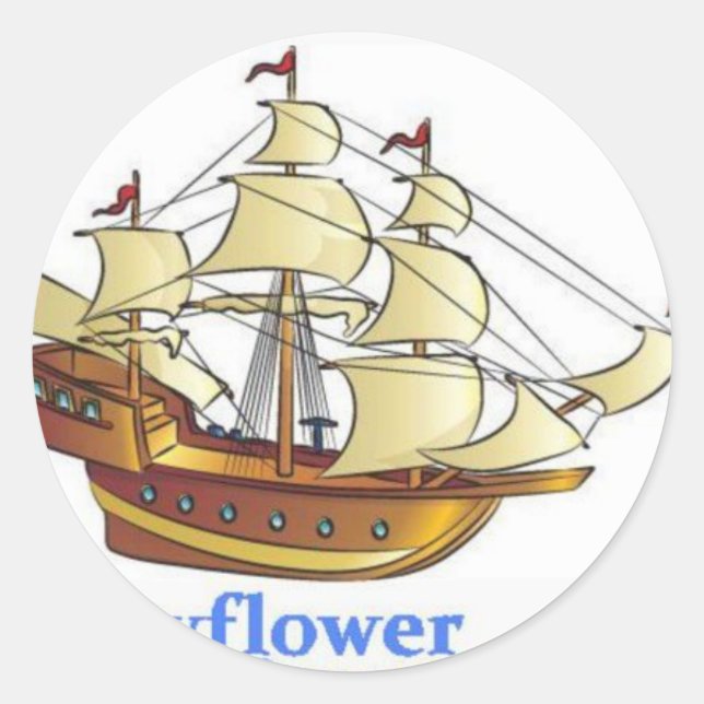 Jubiläum des Schiffes Mayflower Descendant Runder Aufkleber (Vorderseite)