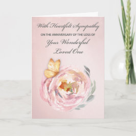 Jubiläum des Verlustes der Rose Loved One Butterfl Karte