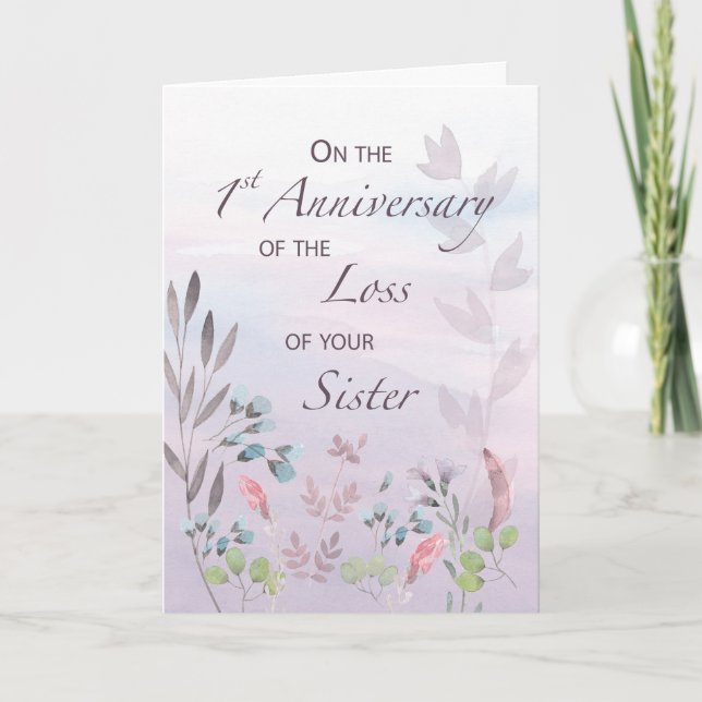 Jubiläum des Verlustes der Wasserfarbe Florals Karte (Vorderseite)