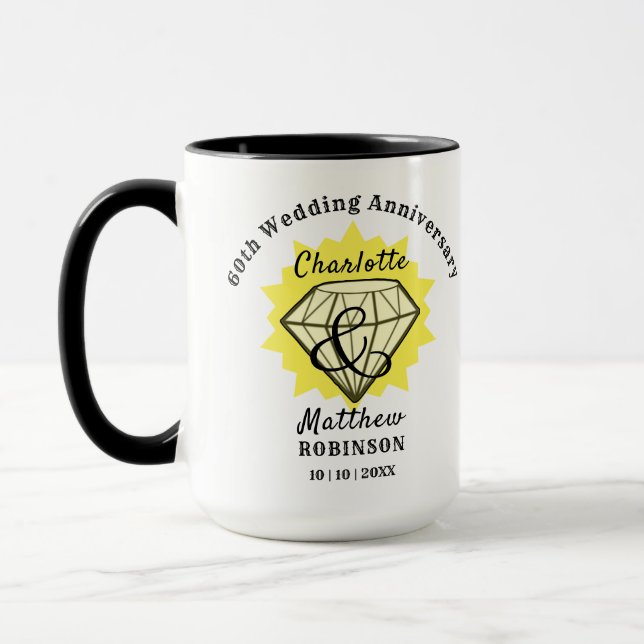 Jubiläum Diamond Wedding Geschenk Personalisiert Tasse (Links)