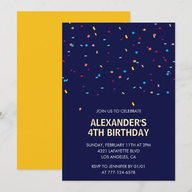 Jubiläum Einladungen Boy Confetti Modern (Vorne/Hinten)
