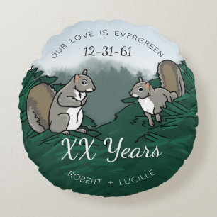 Jubiläum Evergreen Liebe Eichhörnchen personalisie Rundes Kissen