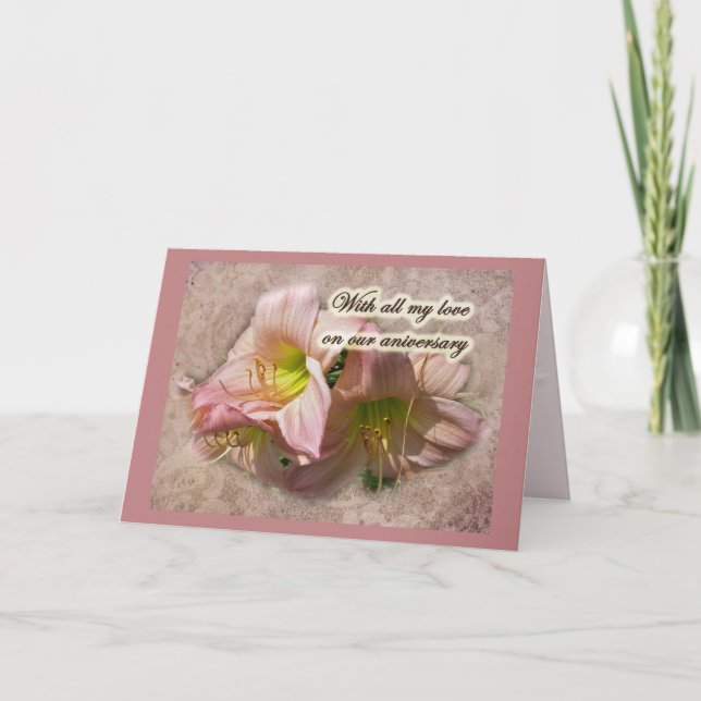 Jubiläum - Extravagante rosa Taglilien Karte (Vorderseite)