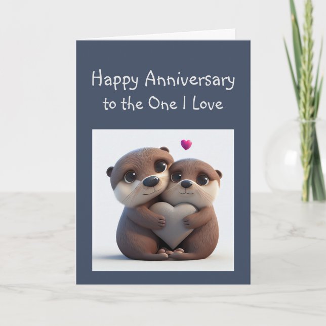 Jubiläum Forever Love & Friend Niedlich Otters Karte (Vorderseite)