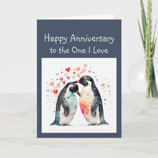 Jubiläum Forever Love & Friend Penguin Vögel Karte (Vorderseite)