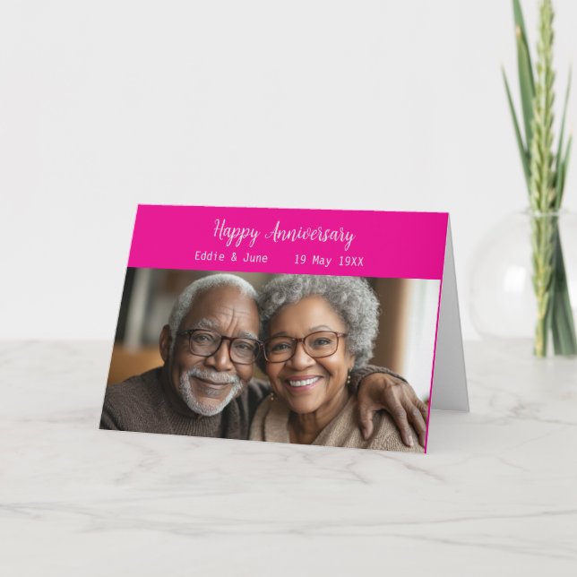 Jubiläum Foto Faltkarte Jubiläum rosa Einladung (Vorderseite)