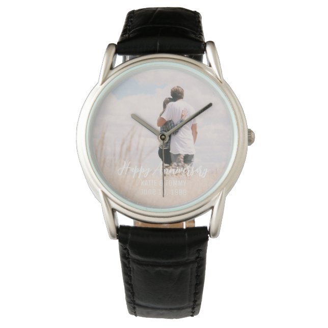 Jubiläum Foto moderne stilvolle Hochzeit Armbanduhr (Vorderseite)