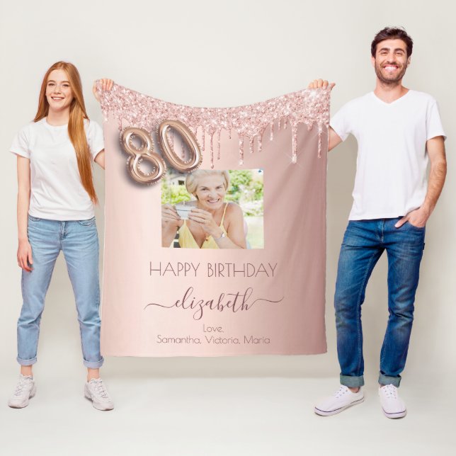 Jubiläum Foto Rose Gold Rosa Freunde Fleecedecke (Beispiel)