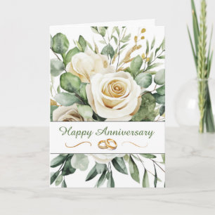 Jubiläum für Couple Elegant White Roses Bouquet Karte