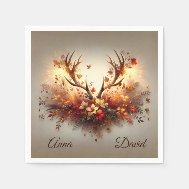 Jubiläum Herbst Deer Antler Bouquet Serviette (Vorderseite)