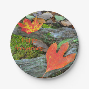 Jubiläum Herbstlaub Papierplatte Pappteller