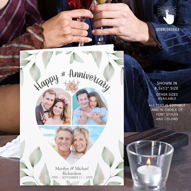 Jubiläum Herz geformt Foto Collage Grüne Karte (Von Creator hochgeladen)