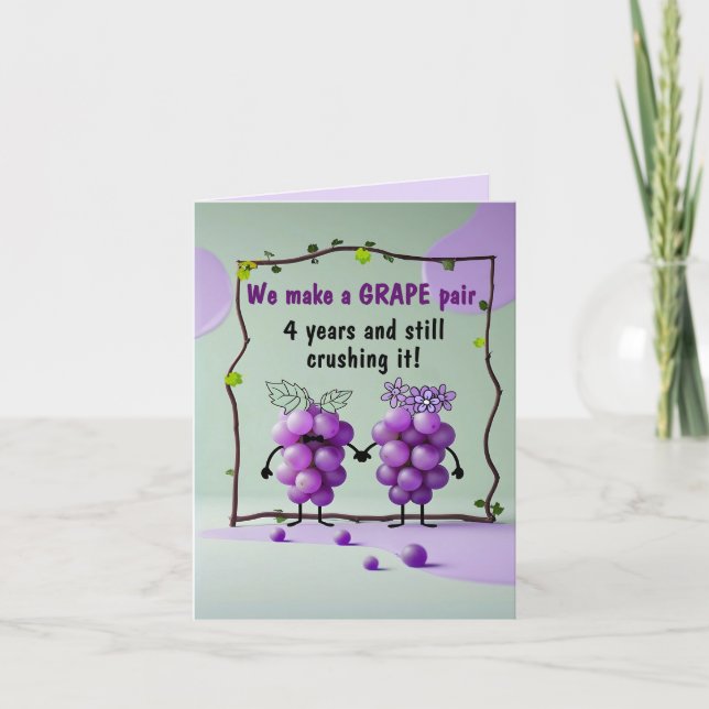 Jubiläum Hochzeit Blumen und Fruchttrauben Karte (Vorderseite)