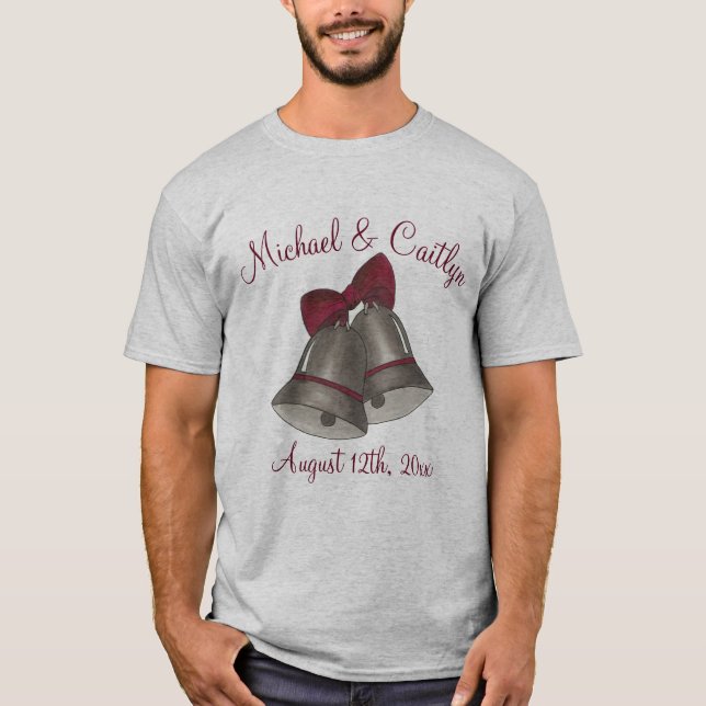Jubiläum Hochzeit Silberglocken Personalisiert T-Shirt (Vorderseite)